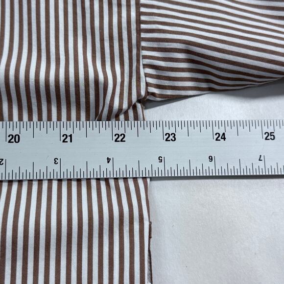 EVERLANE S Belted Poplin Block Sleeve Shirt Striped Taupe White Crisp Classic - Picture 6 of 10
